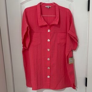 John Mark Coral Button-Up Blouse